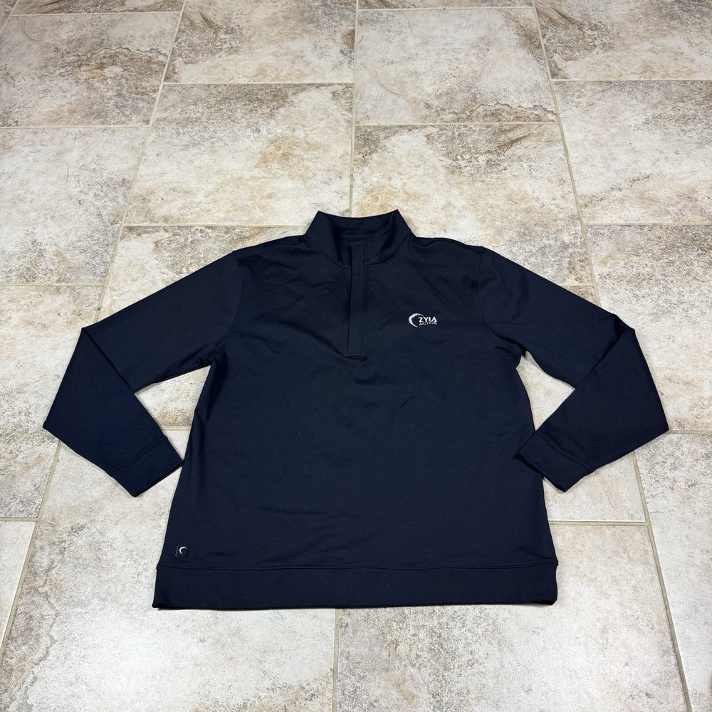 ZYIA Active 1/4‎ Zip Pullover Womens Large Navy Blue Long Sleeve Gym Running